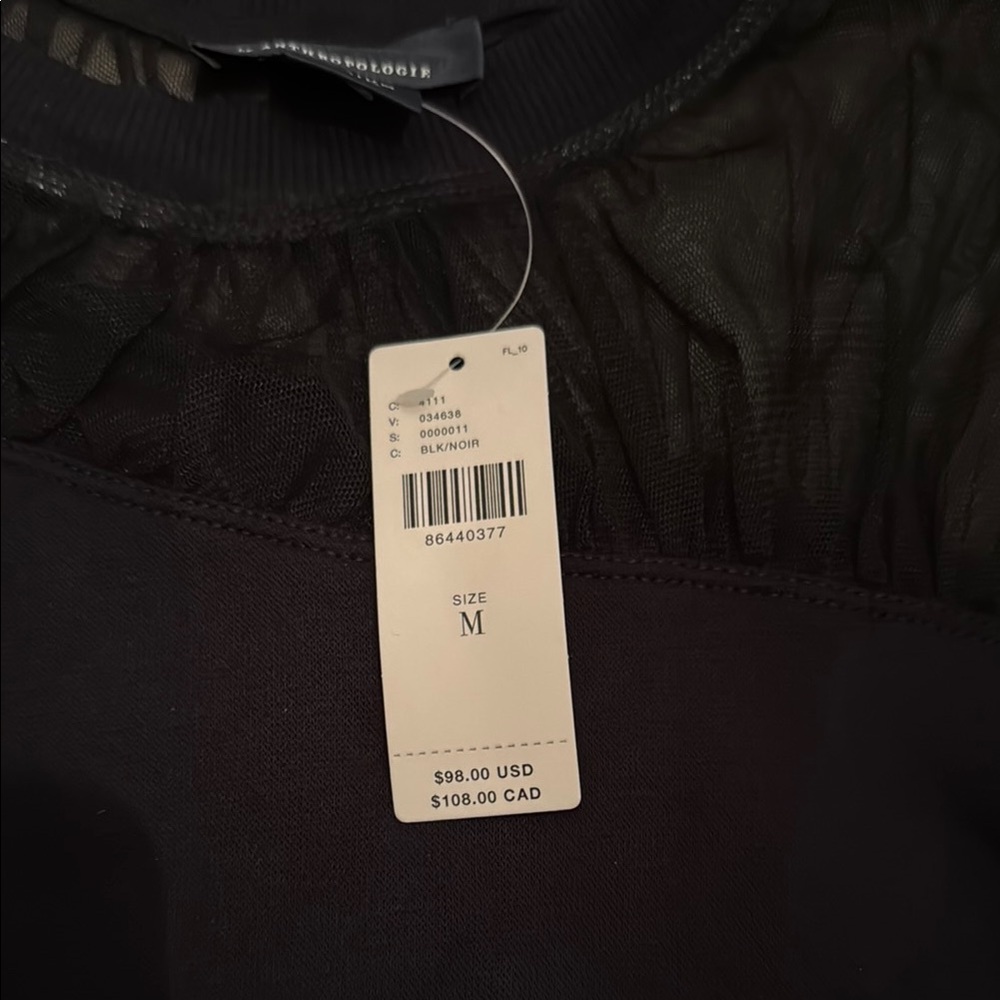 Maeve by Anthropologie Black Boxy Long Sleeve Sweatshirt - Picture 3 of 5